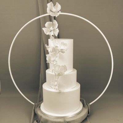 Striking White on White wafer paper Wedding cake design